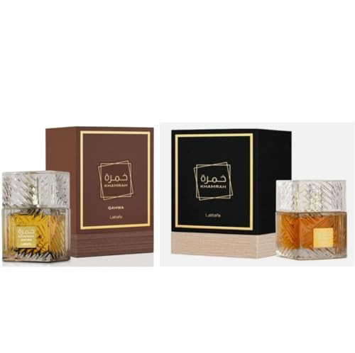Lattafa Khamrah & Khamrah Qahwa Eau De Parfum Unisex 3.4 Fl Oz | Long-Lasting Arabic Perfume for Men & Women | Luxury Fragrance Gift Set | Spicy, Sweet & Woody Scent | Amazon (US)