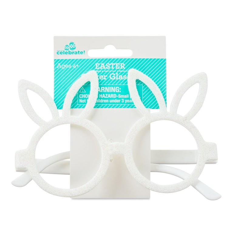 Easter White Glitter Plastic Bunny Glasses, by Way To Celebrate | Walmart (US)