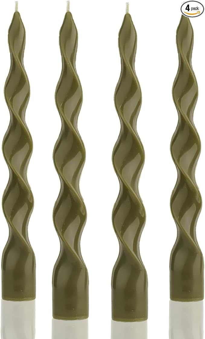 MAITREYA Olive Spiral Taper Candle Soy Wax Unscented Candles Sticks,Elegant Design for Home Decor... | Amazon (US)