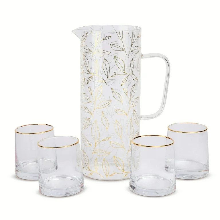 Thyme & Table 5-Piece Glass Pitcher & Cup Set, Harvest | Walmart (US)