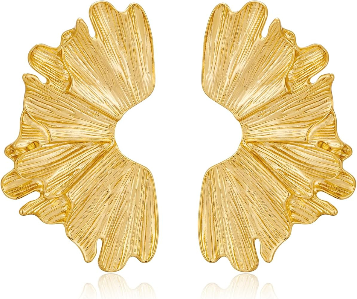 Gold Earrings For Women Gold Leaf Earrings Worn Gold dangle drop Earrings Fashion Jewelry Gift | Amazon (US)