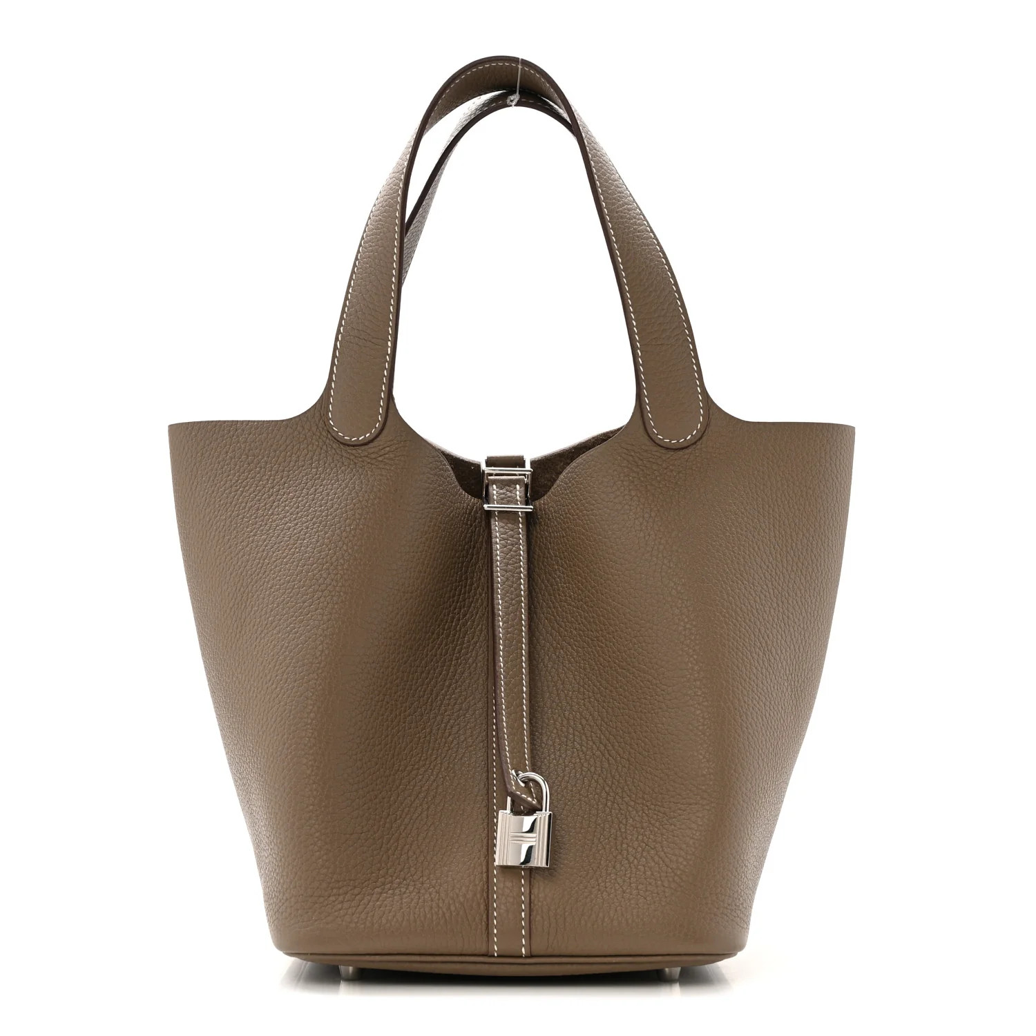 Taurillon Clemence Picotin Lock 22 MM Etoupe | FASHIONPHILE (US)