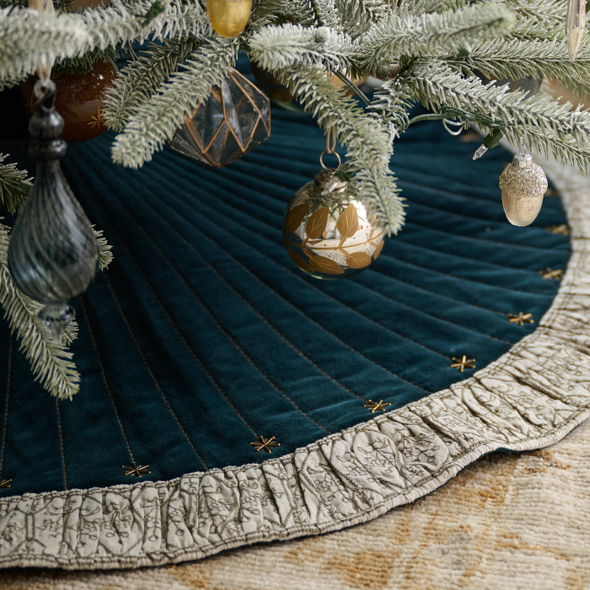 Hand-Beaded Evermore Velvet Tree Skirt | Magnolia