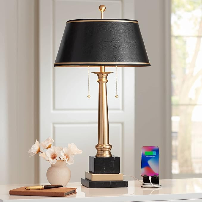 Barnes and Ivy Georgetown 28 1/2" Tall Traditional Table Desk Lamp with USB Charging Ports A+C Wa... | Amazon (US)