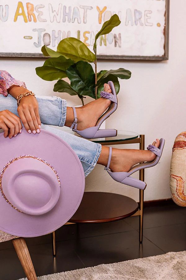 The Minnie Faux Leather Heel In Lavender | Impressions Online Boutique
