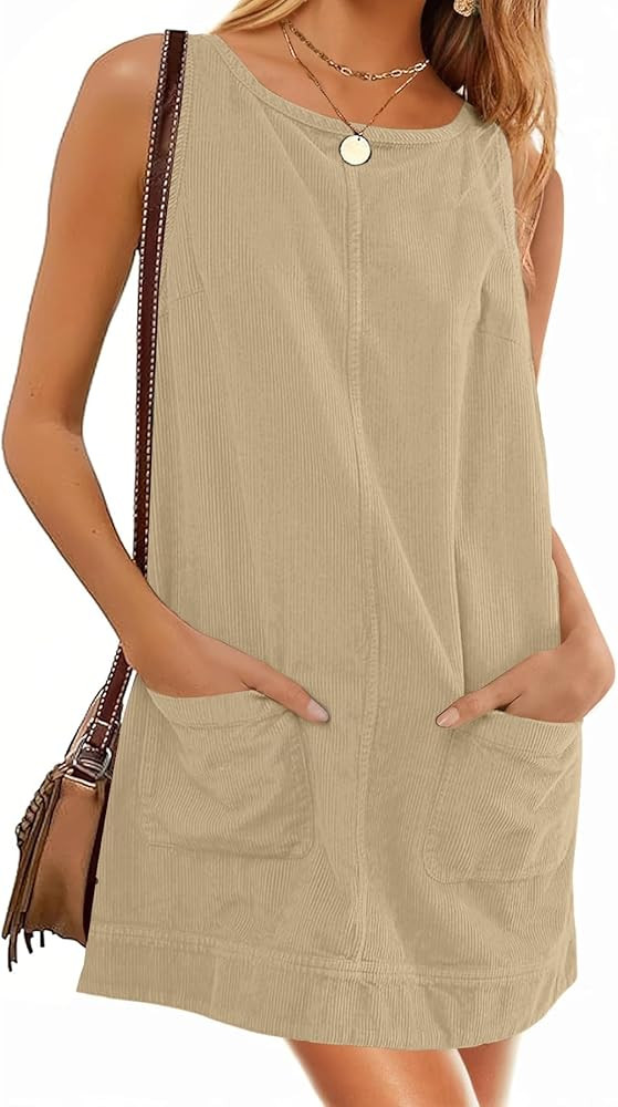 Women's Corduroy Overall Dress A Line Pinafore Overall Skirtall Jumper Fall Dresses 2025 with Poc... | Amazon (US)