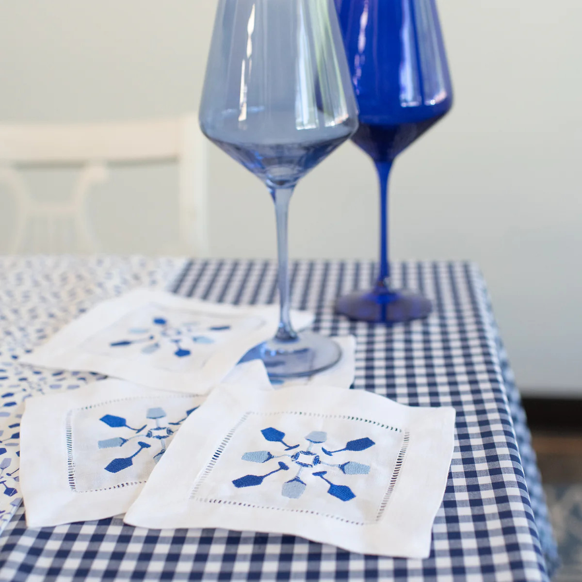 Estelle Colored Glass x HONEY + HANK Embroidered Cocktail Napkins | Honey + Hank