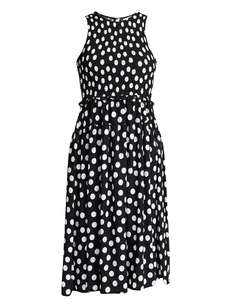 Time and Tru Women's Sleeveless Smocked Midi Dress, Sizes XS-XXXL | Walmart (US)