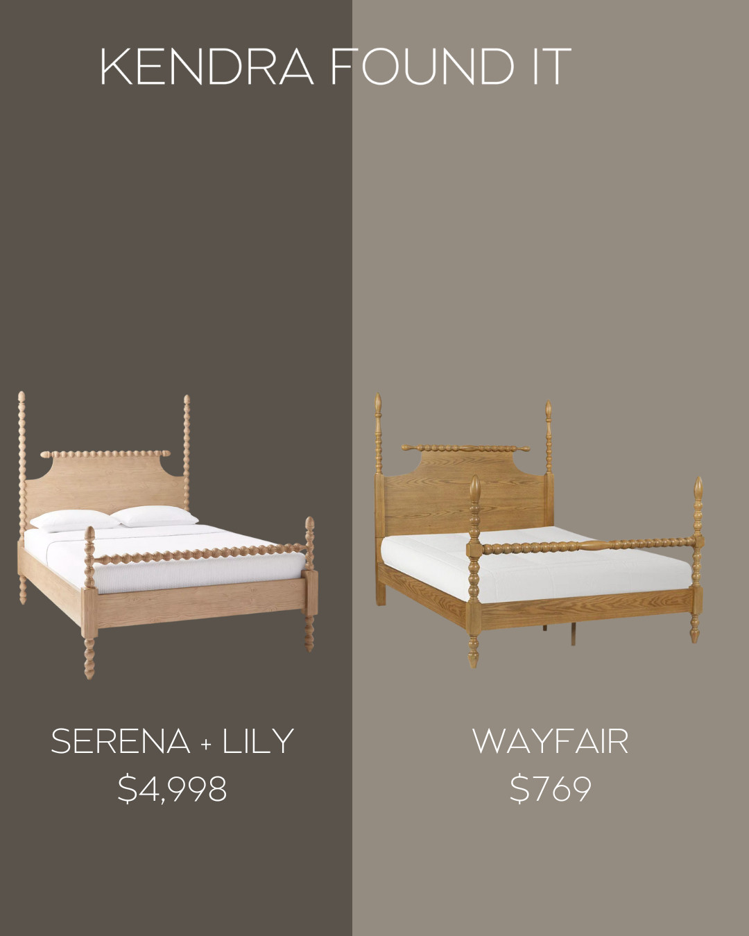 The Serena & Lily Cornwall Bed dupe you’ve been waiting for 👀✨ If you love the classic spindle detailing and warm oak finish of the original Cornwall Bed (which comes in at $4,998), this Wayfair lookalike is such a strong alternative at just $769. It has the same turned posts, timeless silhouette, and traditional charm that works beautifully in coastal, transitional, or classic bedrooms — without the luxury markup. If you’ve been eyeing the Serena & Lily Cornwall Bed but not the price tag, this Serena & Lily Cornwall Bed dupe gives you that heirloom-inspired look for over $4,000 less. Linked both here. 

 #LTKHome #LTKSaleAlert