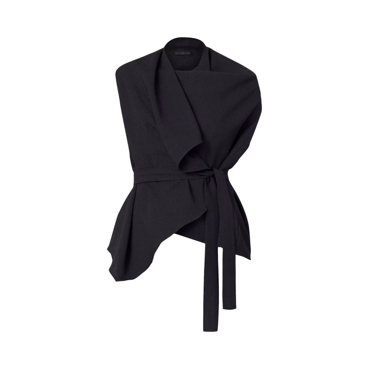 Lincoln Asymmetric Black Linen Effect Wrap Top | Wolf & Badger (US)