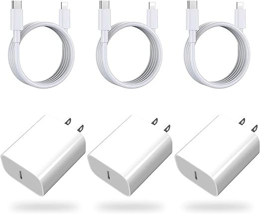 iPhone Charger [MFi Certified] 3 Pack 20W PD USB C Wall Fast Charger Adapter with 3 Pack Type C t... | Amazon (US)