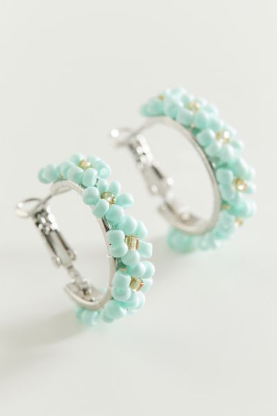 Corina Beaded Flower Hoop Earring | Urban Outfitters (US and RoW)