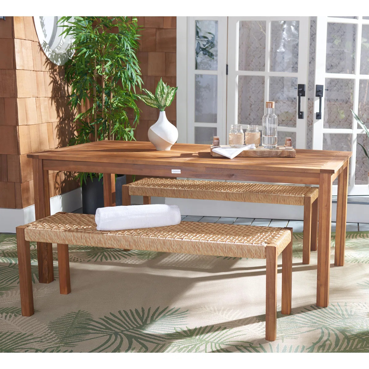 Mambo 6 - Person Acacia Wood Patio Dining Set with Rectangular Table | Wayfair North America
