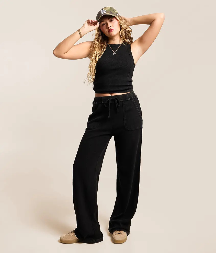 Washed Wide Leg Thermal Pant | Buckle