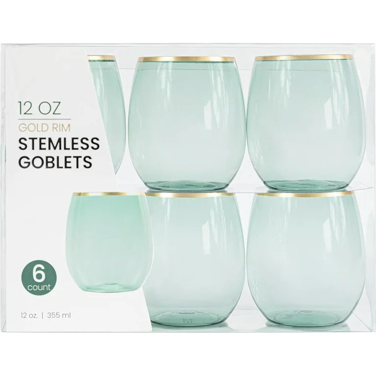 PLASTICPRO Copas de Vino Desechables sin Tallo de 12 Oz, Vasos de Plástico Verde Translúcido pa... | Walmart (US)