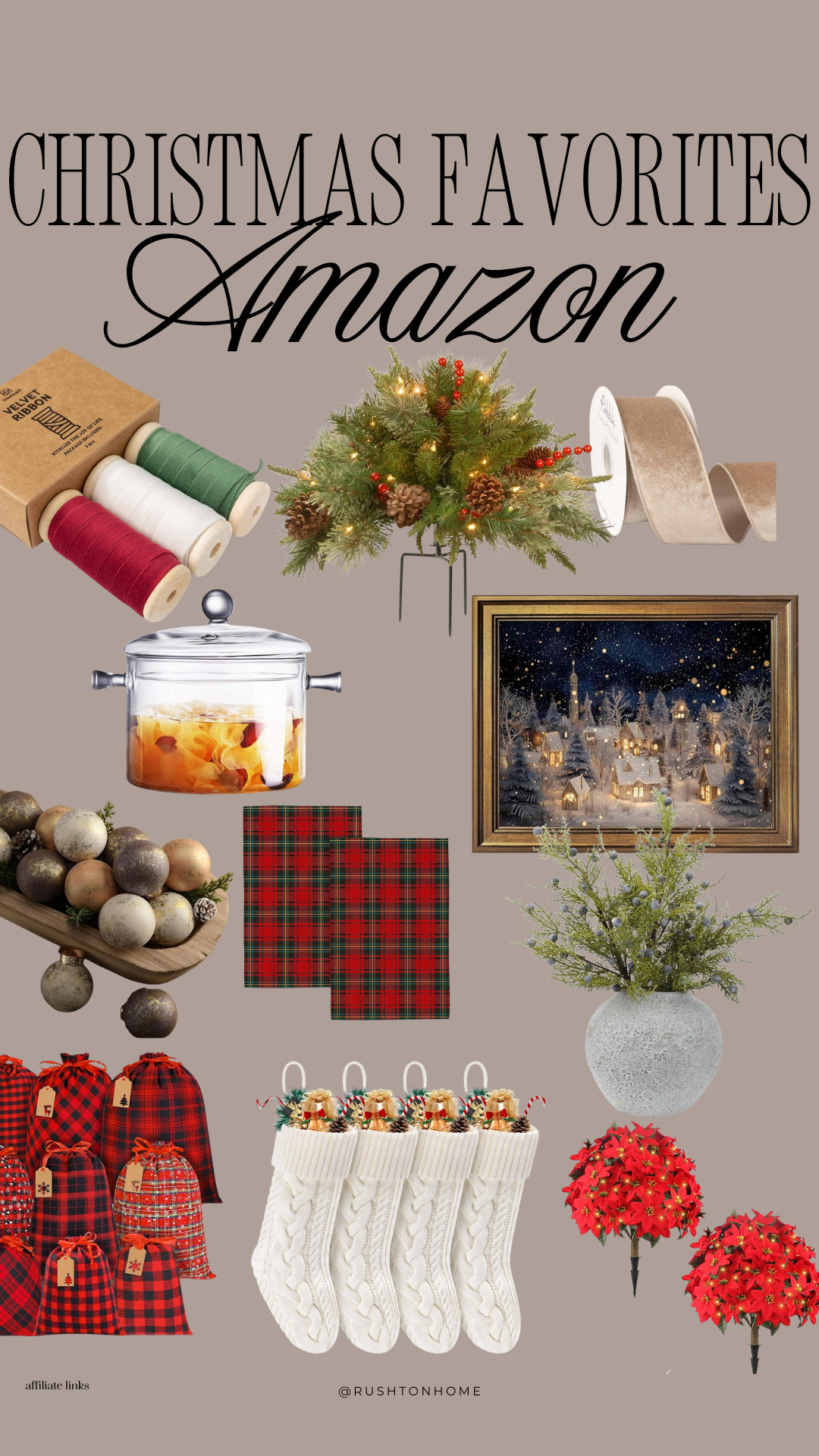 Christmas Favorites Amazon, christmas amazon finds, christmas decor favorites, cozy holiday home, plaid christmas decor, christmas stockings, velvet ribbon decor, festive holiday centerpiece, christmas greenery, holiday hosting essentials, neutral christmas ideas 

 #LTKHoliday #LTKSeasonal #LTKHome