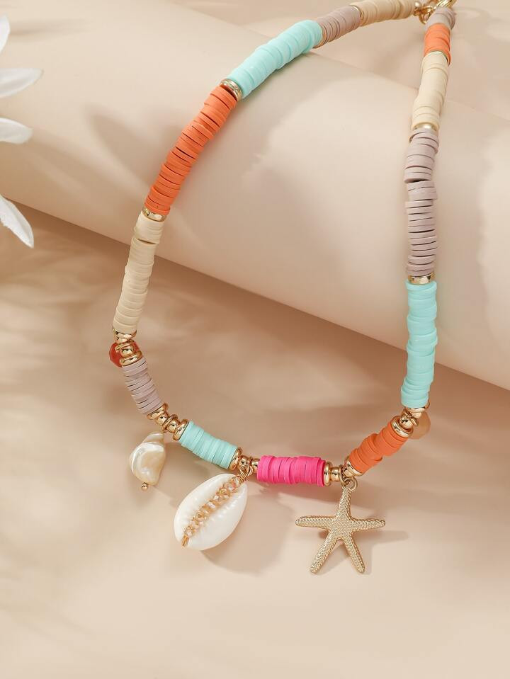 Shell & Starfish Charm Beaded Necklace
       
              
              $2.70        
    $2.... | SHEIN