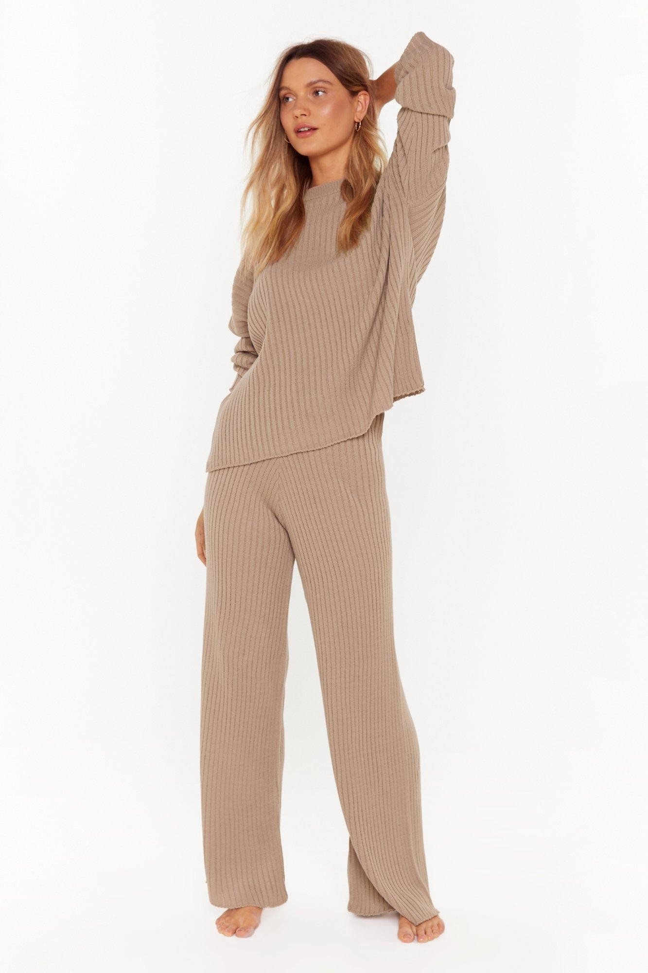 High-Waisted Sweater And Ribbed Pants Lounge Set | NastyGal (US & CA)