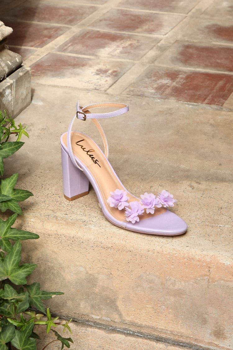 Arina Lilac Floral Ankle Strap Heels | Lulus (US)