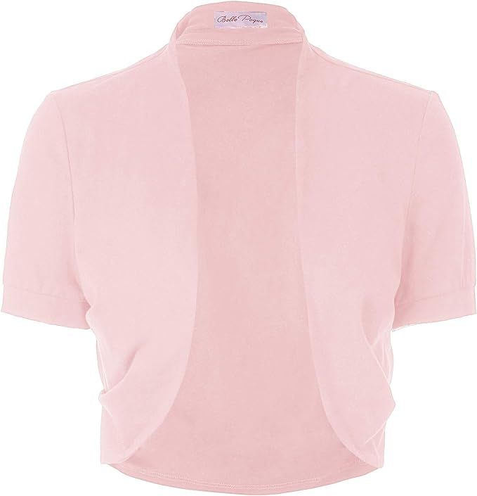 Belle Poque Women's Short Sleeve Shrug Open Front Cotton Cardigan Bolero Jacket… | Amazon (US)