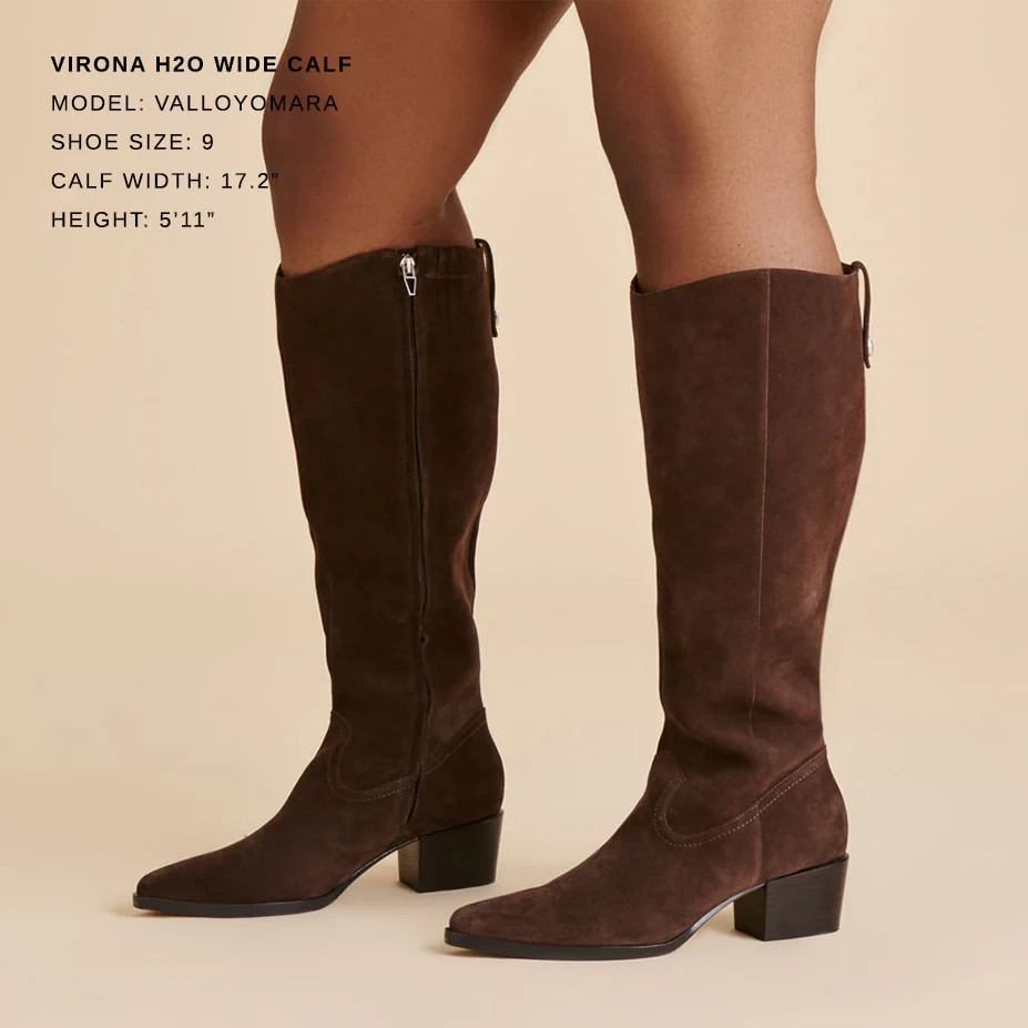 Virona H2O Wide Calf Boots Dk Brown Suede | DolceVita.com
