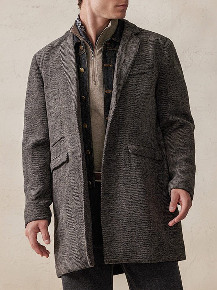 Vintage Herringbone Tweed Coat | Coofandy (Global)