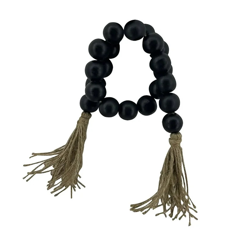 Mainstays 27” Black Tabletop Wood Bead Garland with Tassel | Walmart (US)