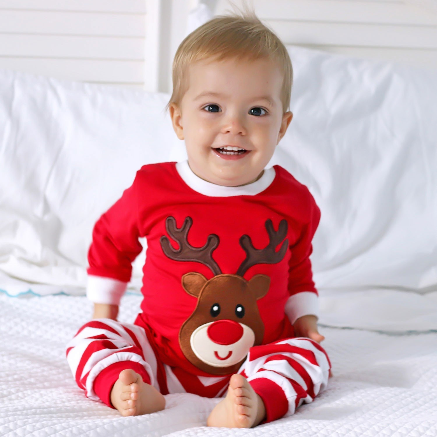 Reindeer Loungewear Red Knit Stripe | Classic Whimsy