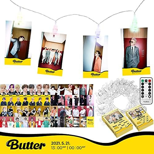 BTS Merchandise for Army, 20 LED Light Clips with 55pcs Butter Photocards size 3.5”x 2.4”, Ba... | Amazon (US)