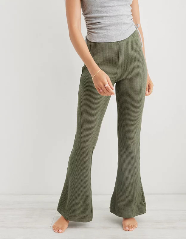 Aerie Waffle High Waisted Flare Pant | Aerie