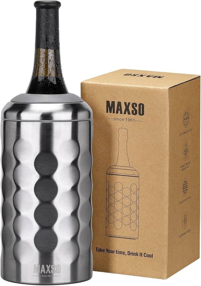 MAXSO Wine Chiller Bucket, Portable 750 ml Champagne & Wine Bottle Cooler Keep Wine & Beverages C... | Amazon (US)