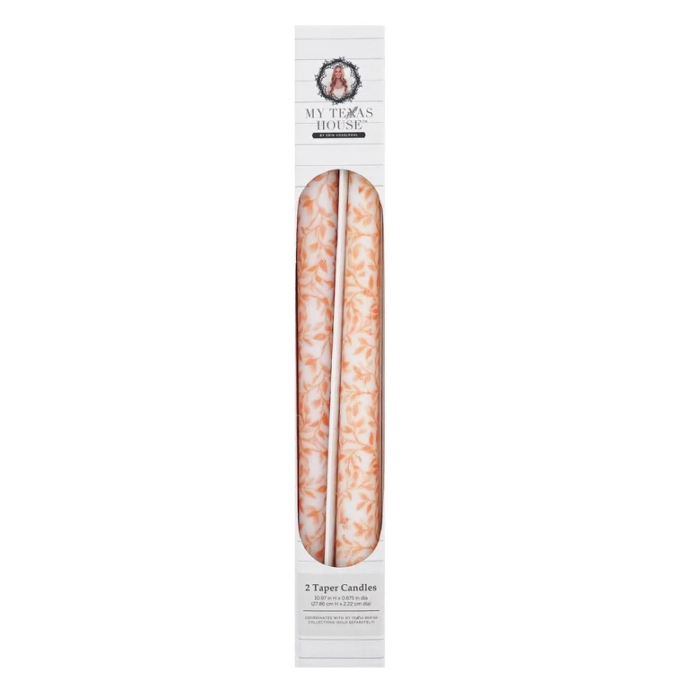My Texas House Fall Harvest Leaves 11" Taper Candles, Brown and White, 2 Count | Walmart (US)