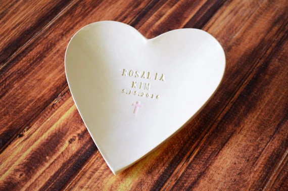 Baptism Gift, Baptismal Gift, Personalized Baptism Gift  - Large Personalized Heart Bowl | Etsy (US)