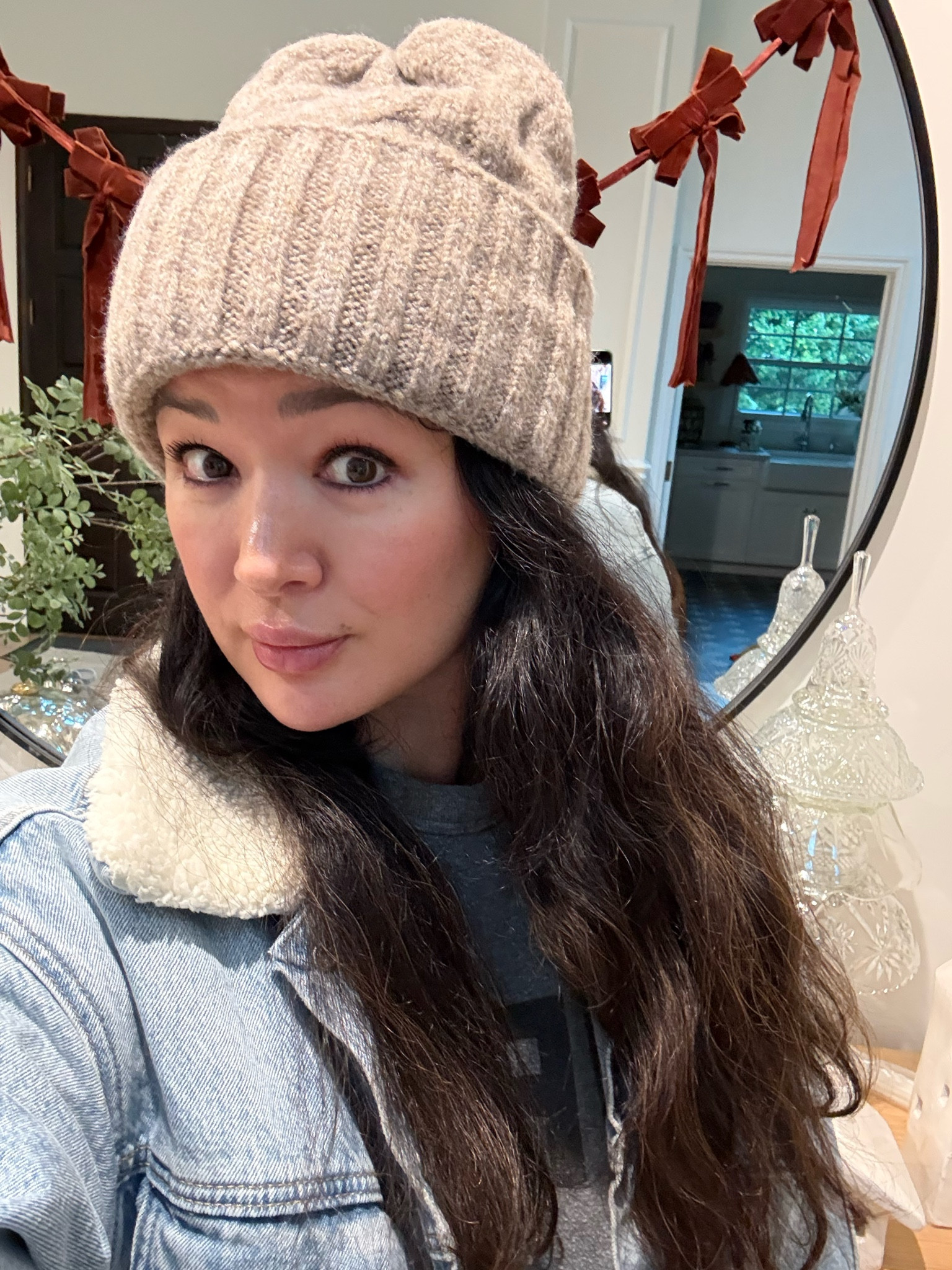 Versatile knit hat, love the thicker fold over. Also linking my oversized jean jacket with Sherpa lining that is probably my most used jacket of the season. 
