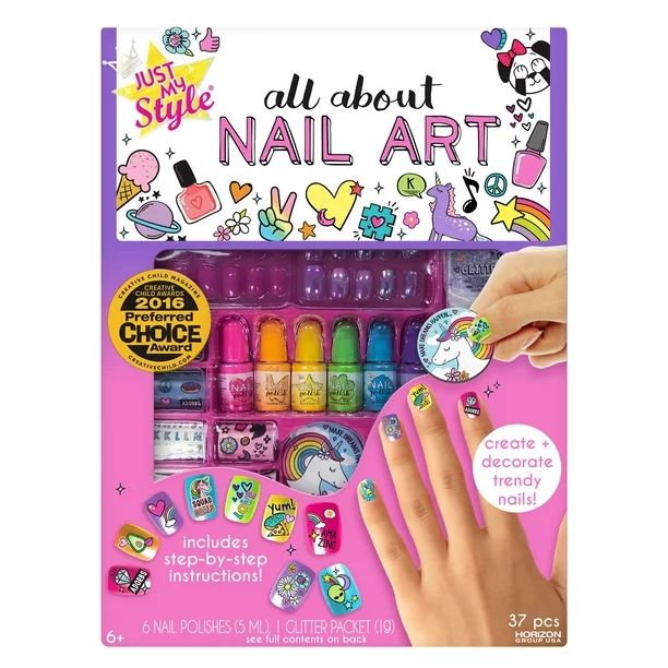 Just My Style All About Nail Art, D.I.Y. Custom Nail Art Activity Kit, Ages 6 & up, 6 Vibrant Nai... | Walmart (US)