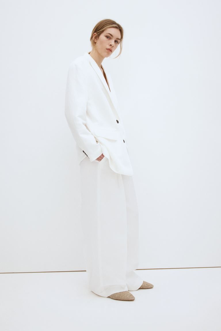 Dressy Linen-blend Pants - White - Ladies | H&M US | H&M (US + CA)