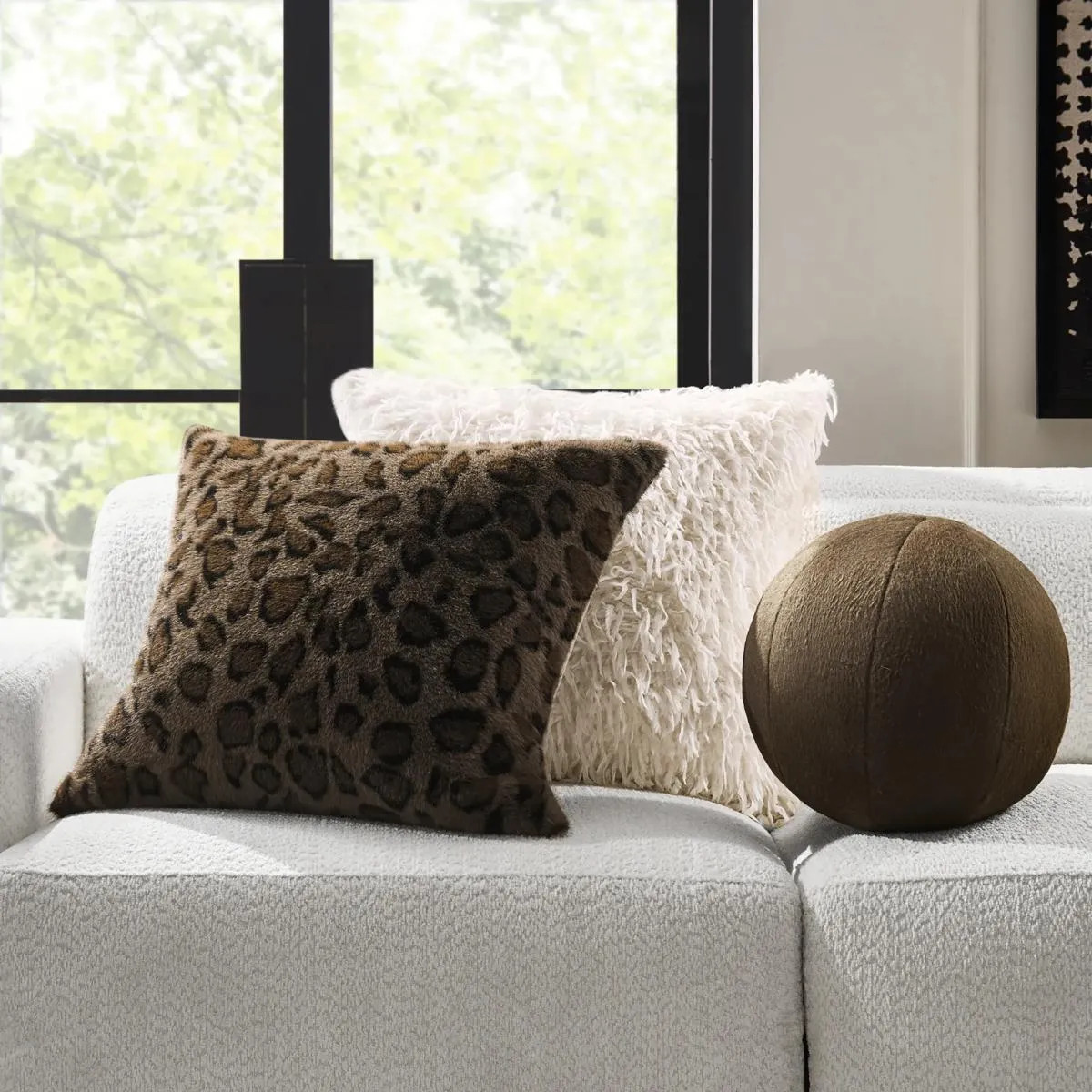 Nyx Faux Fur Pillow | Brown | Z Gallerie | 22" X 22" | Front 100% Polyester fur - Back 100% Polyester velvet | Z Gallerie