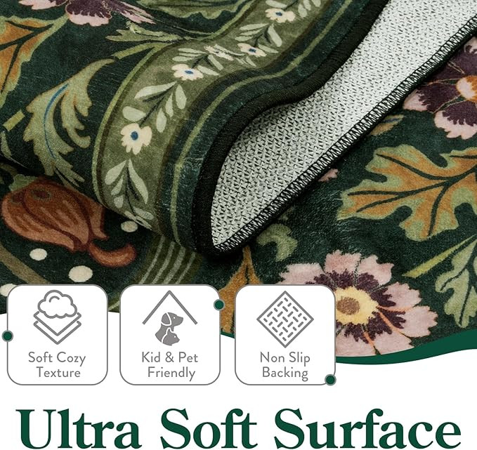 Moynesa Floral Washable 5x7 Rug, Green Area Rugs for Living Room, Non Slip Boho Dining Room Rug U... | Amazon (US)