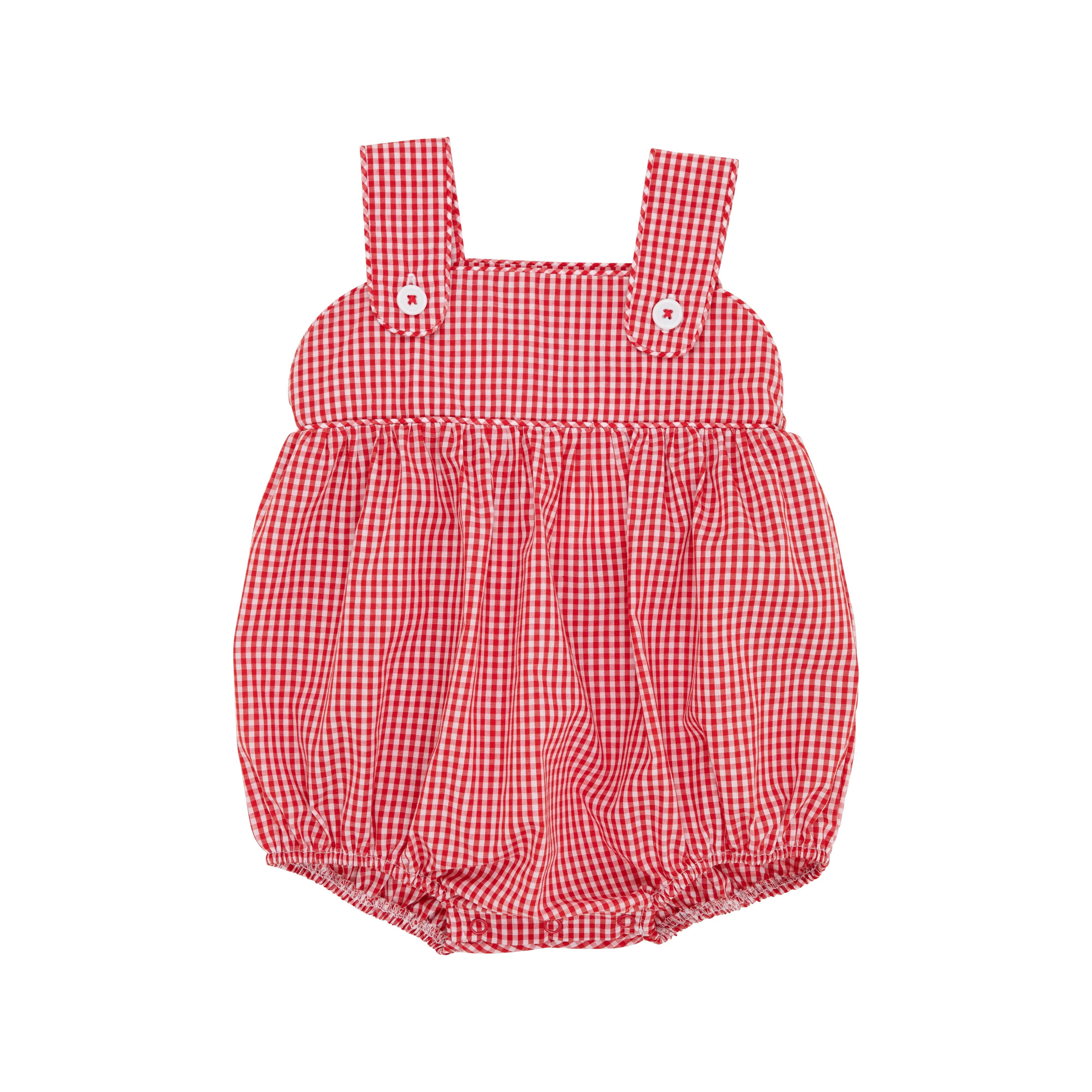 Bingham Bubble - Richmond Red Mini Gingham with Worth Avenue White Buttons | The Beaufort Bonnet Company