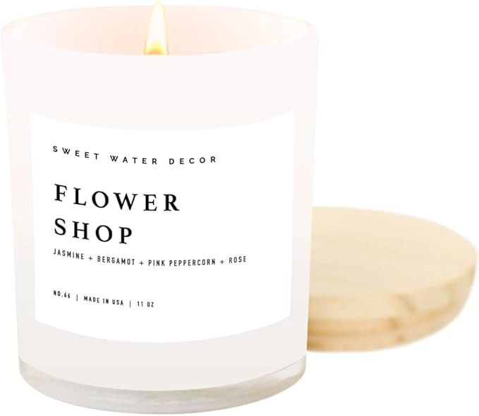 Sweet Water Decor Flower Shop Candle - Jasmine with Pink Peppercorn Scent -100% Cotton Wick Soy B... | Amazon (US)