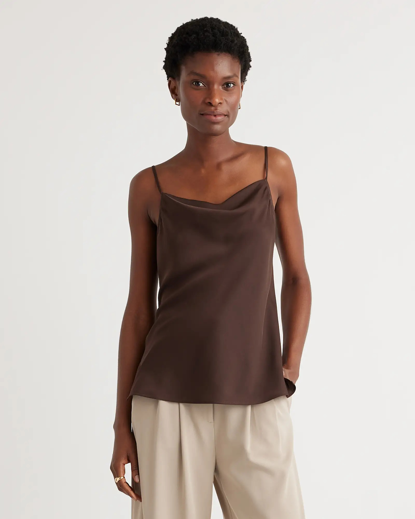 Washable Stretch Silk Cowl Neck Cami | Quince
