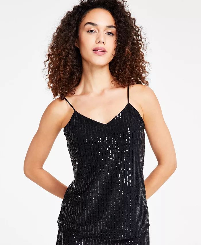 Women's Linear Shine V-Neck Camisole Top, Created for Macy's | Macy's