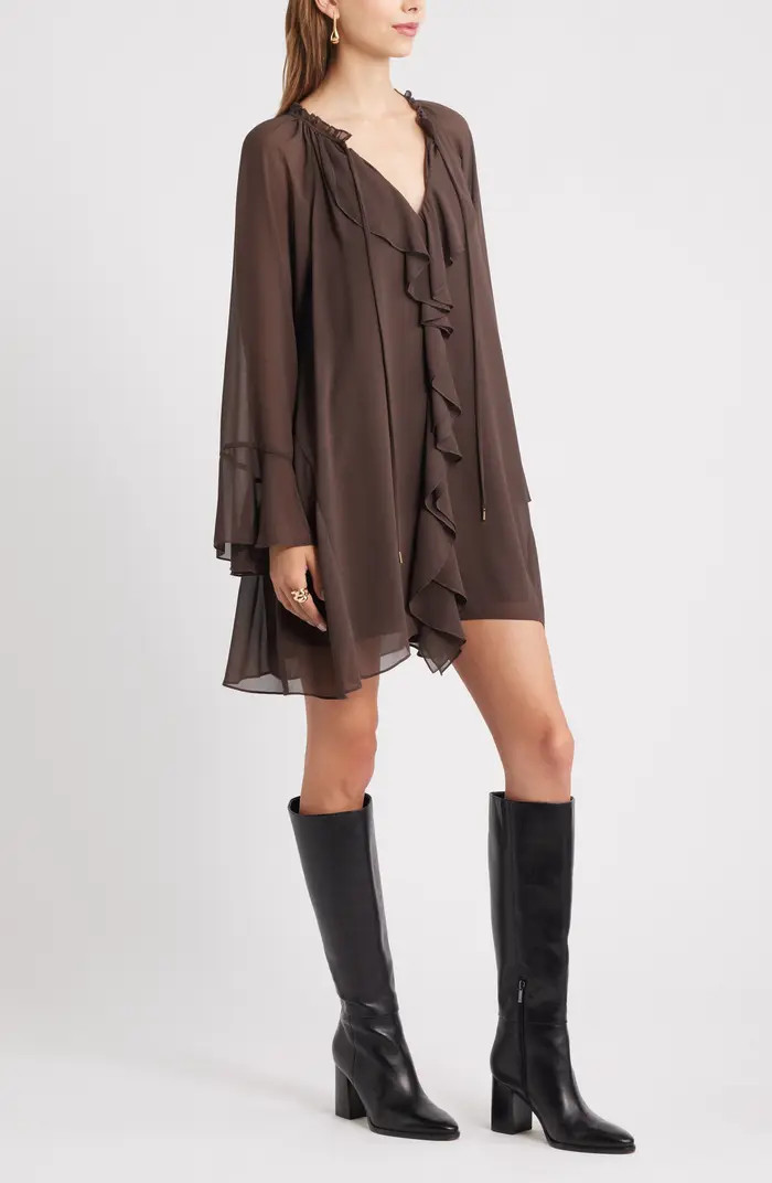 Open Edit Ruffle Chiffon Shift Dress | Nordstrom | Nordstrom