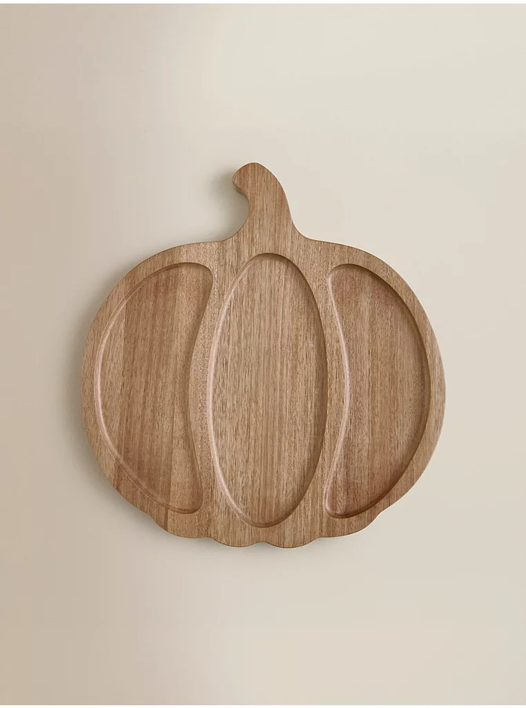 Natural Brown Acacia Wood Pumpkin Serving Board | George