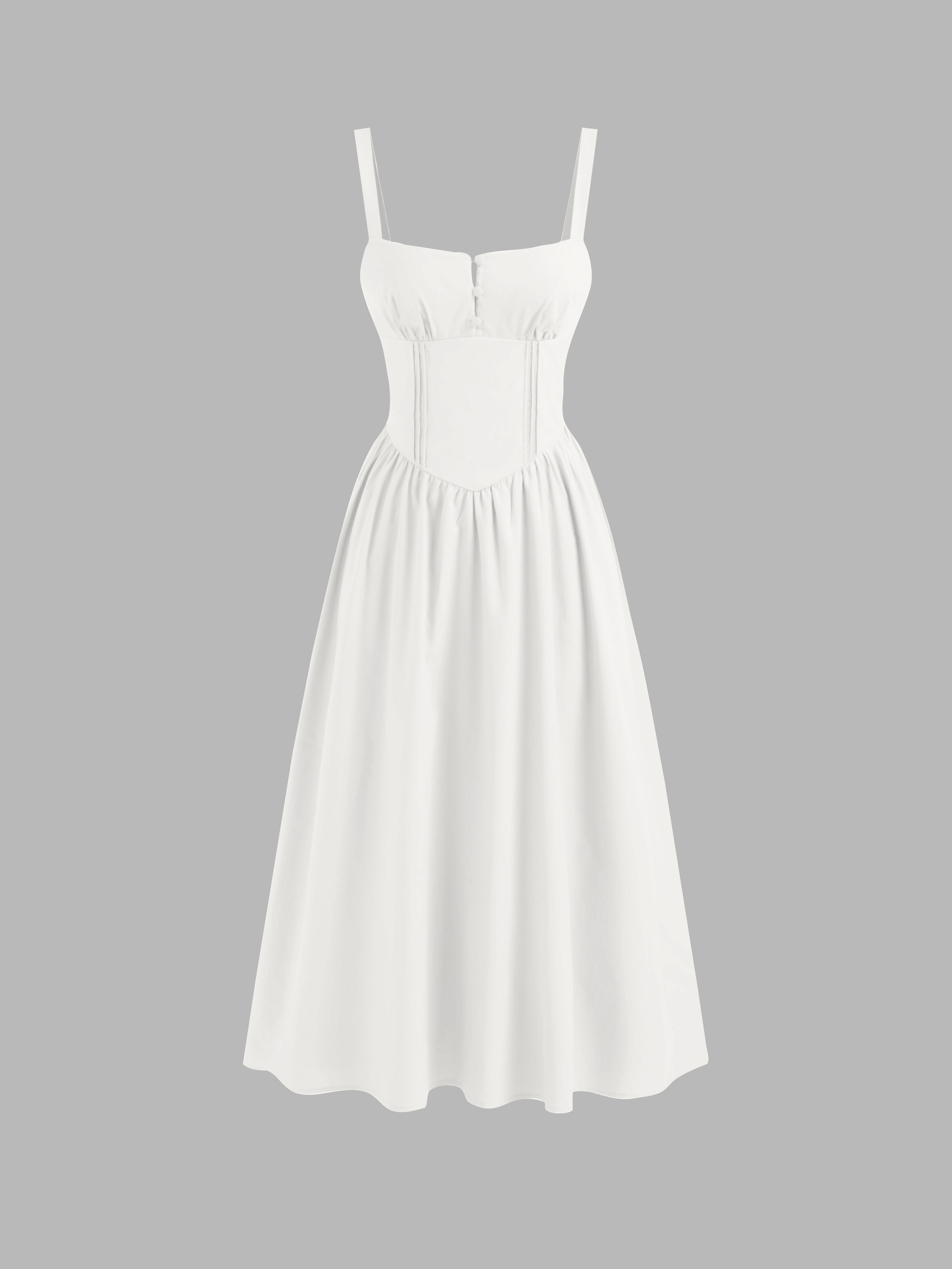 Summer Vacation Dresses Dress For Daily Casual Solid Woven Cotton-blend Square Neck Lace Up Ruffl... | Cider