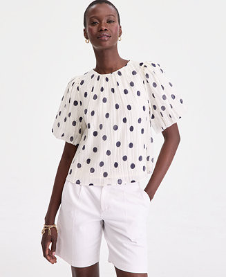 Women's Polka Dot Puff Sleeve Blouse | Macy's