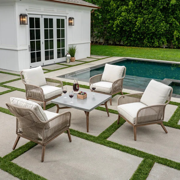 Farner 5 Piece Rattan Multiple Chairs Seating Group with Cushions | Wayfair Professional