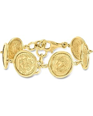Ross-Simons Italian 18kt Gold Over Sterling Replica Coin Bracelet. 7 inches | Amazon (US)