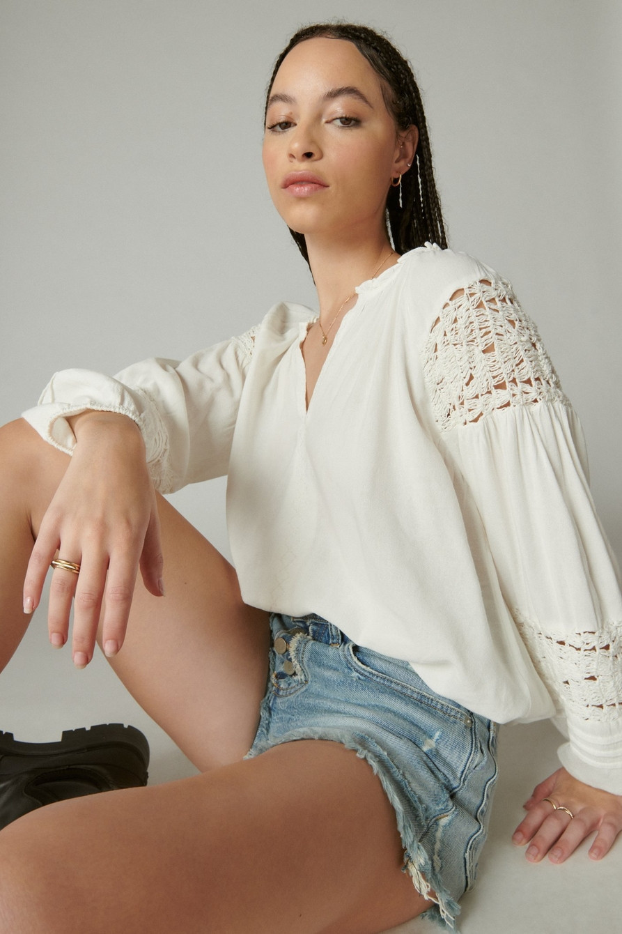 CROCHET PEASANT BLOUSE | Lucky Brand