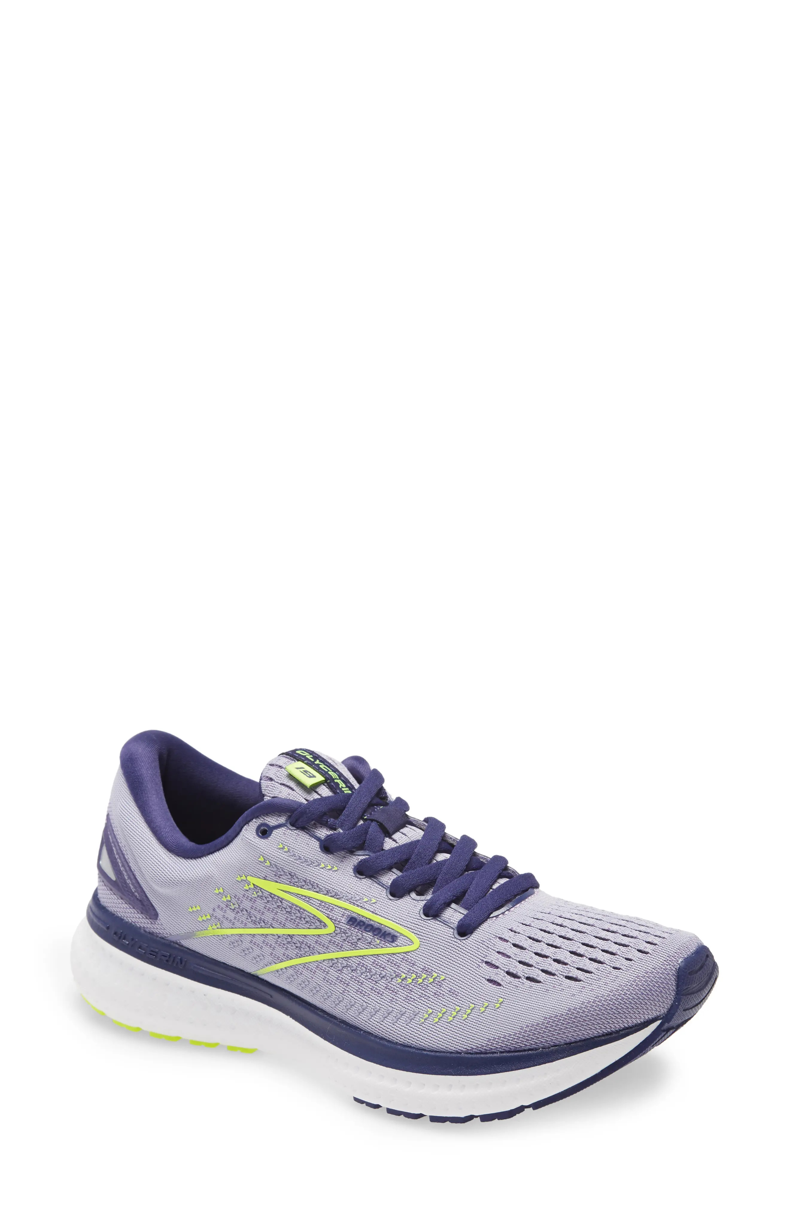 Brooks Glycerin 19 Running Shoe, Size 9.5 in Lavender/Blue/Nightlife at Nordstrom | Nordstrom